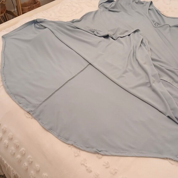 Entro Long Maxi Dress 2X Lt Blue V-neck Oversized Short Sleeve Jersey Knit - Picture 3 of 9